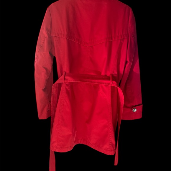 Halifax Red Trench Coat Double-Breasted Wide Collar - Picture 5 of 5